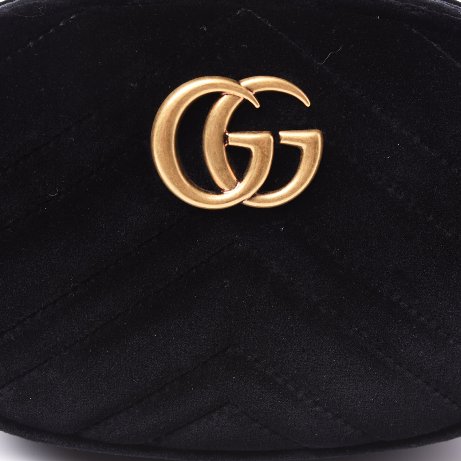 Gucci Velvet Matelasse GG Marmont Belt Bag 95 38 Black 9 of 9
