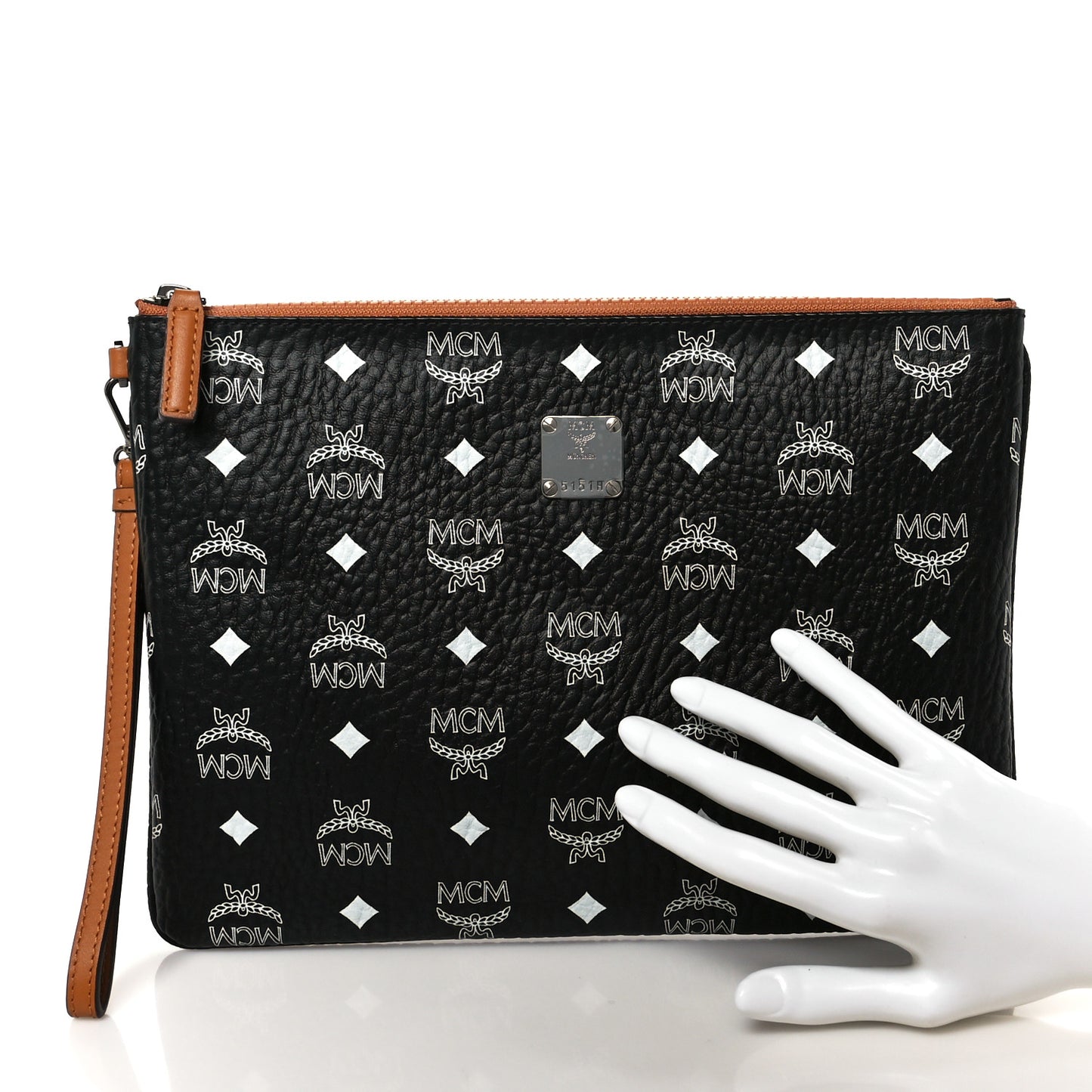 Visetos Medium Stark Wristlet Pouch Black Cognac