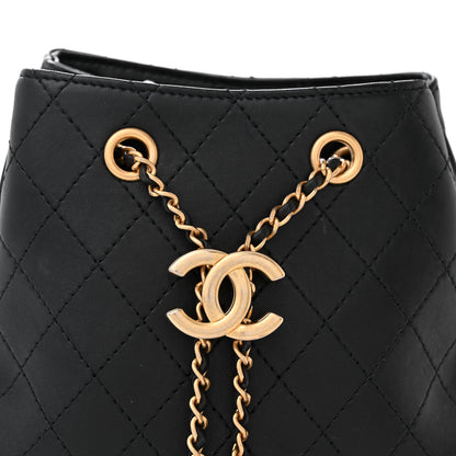 Chanel Calfskin Stitched Small Egyptian Amulet Drawstring Bag Black 5 of 10