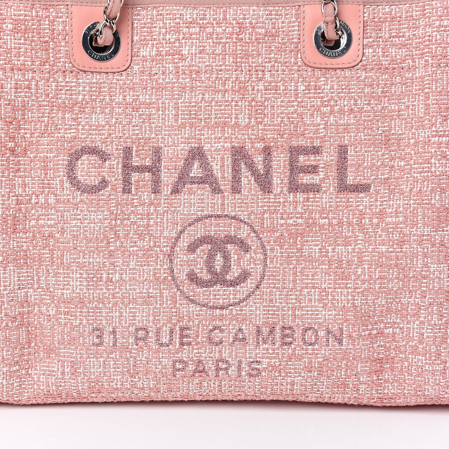 Chanel Canvas Small Deauville Tote Pink 10 of 11