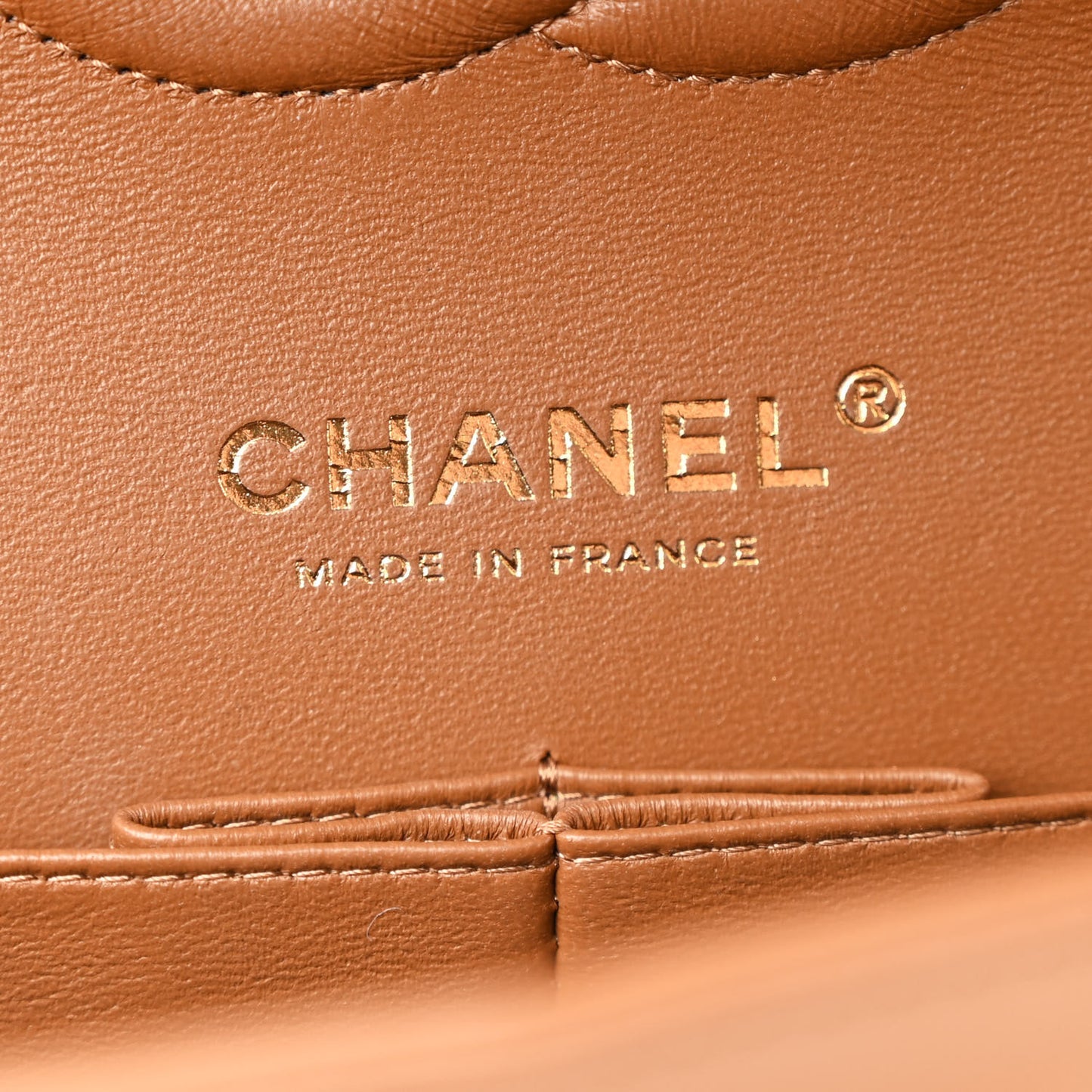 Lambskin Quilted Medium Double Flap Brown