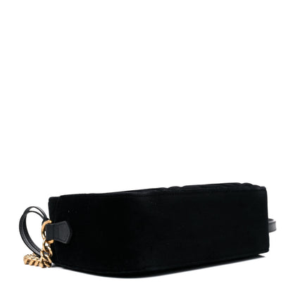 Gucci Velvet Matelasse Small GG Marmont Chain Shoulder Bag Black 4 of 15