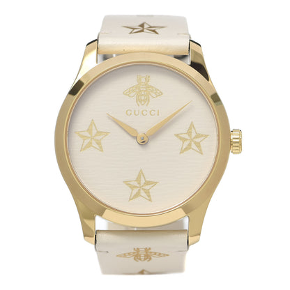 Gucci Stainless Steel Calfskin 38mm G-Timeless Bee Star Quartz Watch White 1 of 6