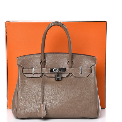 Hermes Taurillon Clemence Birkin 30 Etoupe 31 of 31