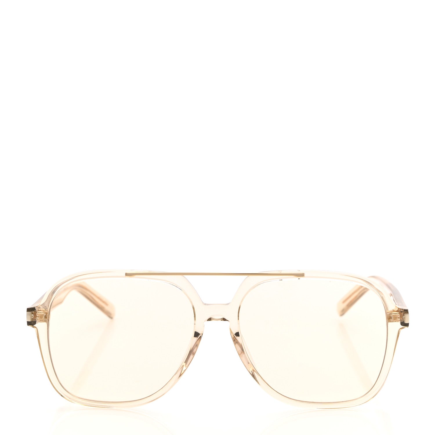 Saint Laurent Acetate Geometric Aviator Sunglasses SL 545 Transparent Cream Light Gold 2 of 7