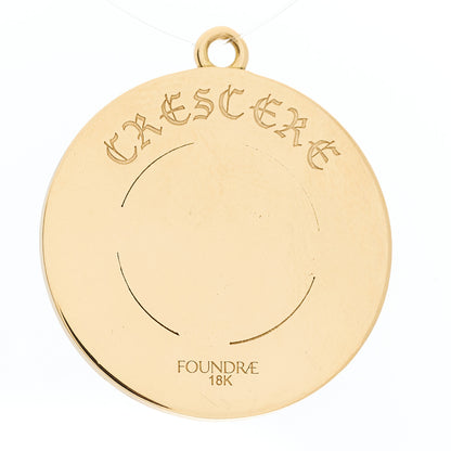 Foundrae 18K Yellow Gold Diamond Champleve Enamel Blue Crescent Medallion Pendant 2 of 4