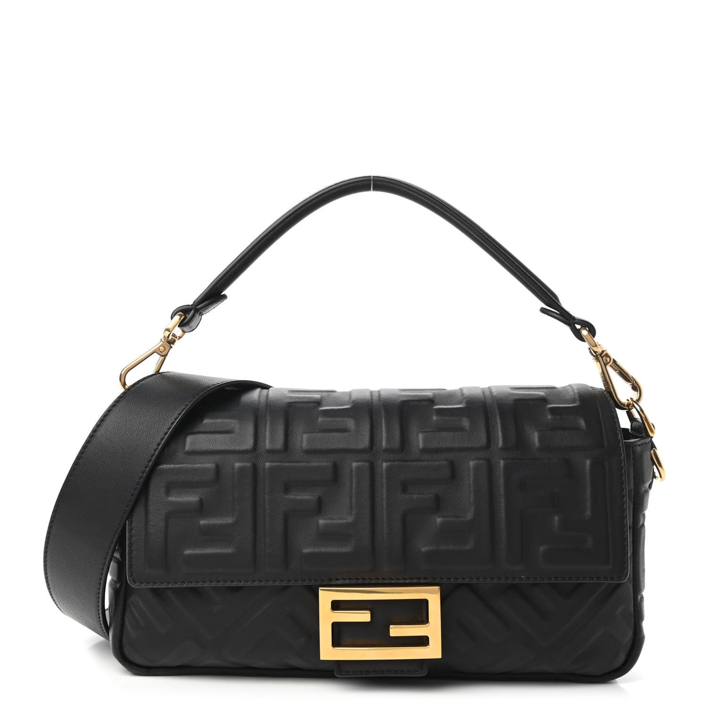 Nappa FF 1974 Embossed Baguette Black