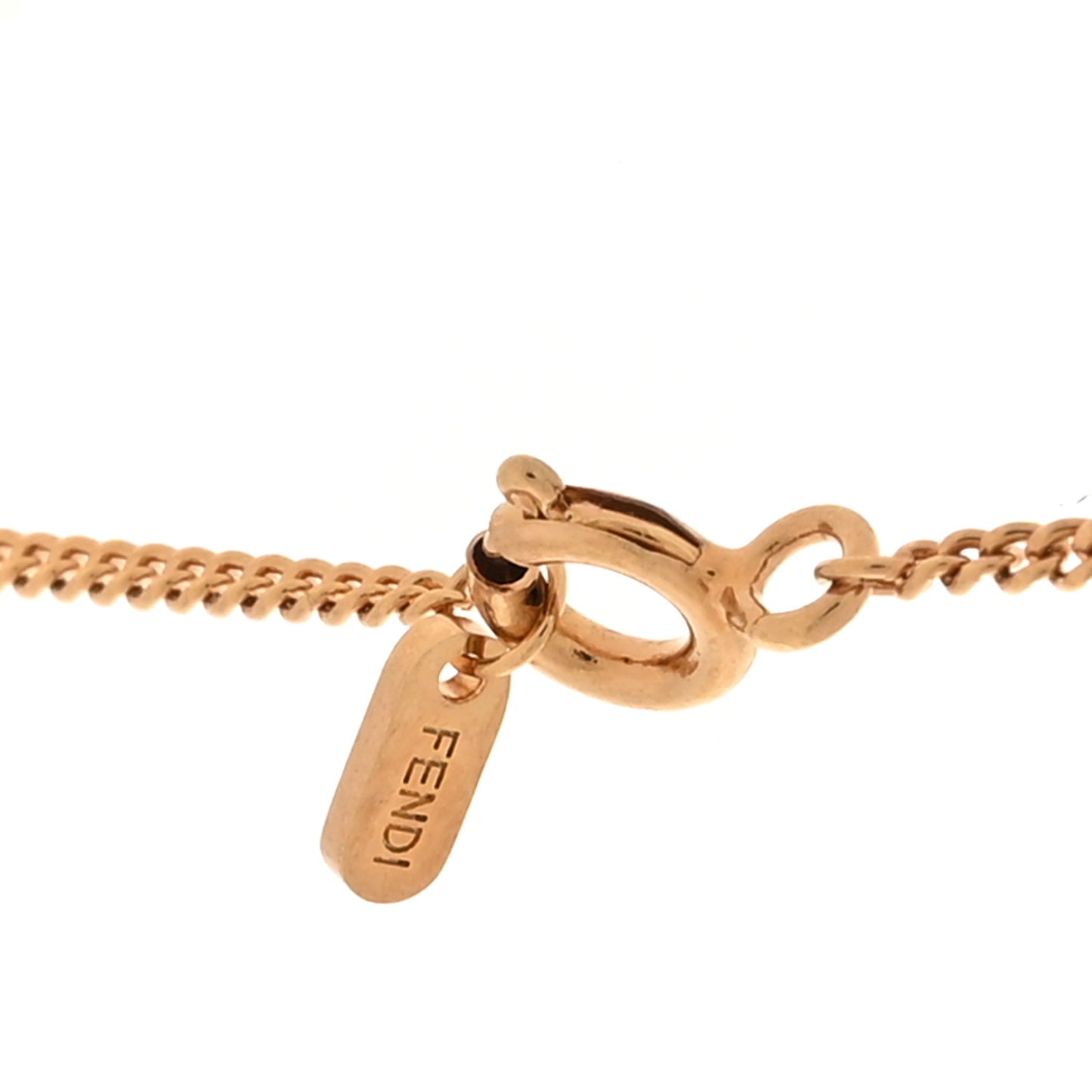 Metal Crystal Fendi O'Lock Long Necklace Gold