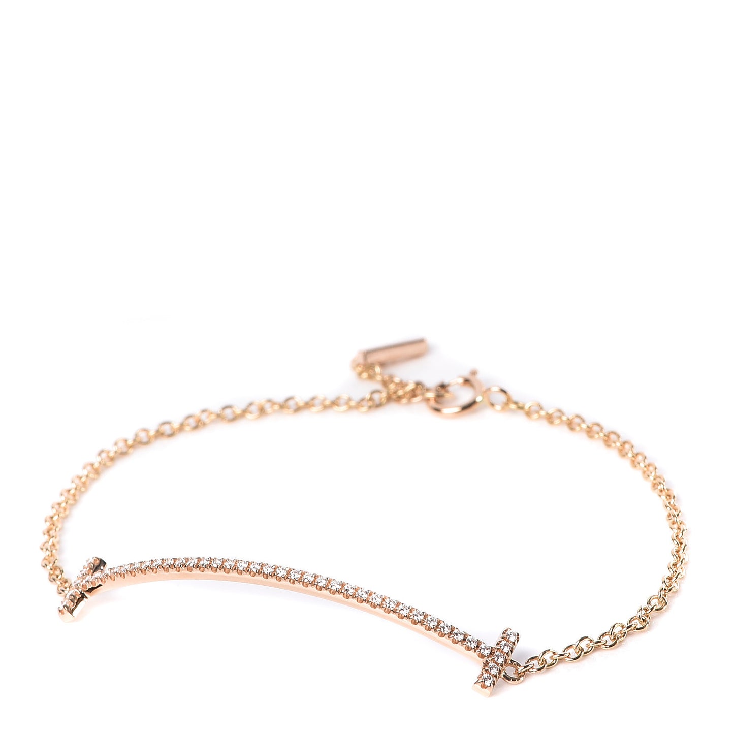 18K Rose Gold Diamond T Smile Bracelet