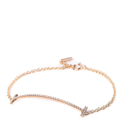 Tiffany 18K Rose Gold Diamond T Smile Bracelet 1 of 6