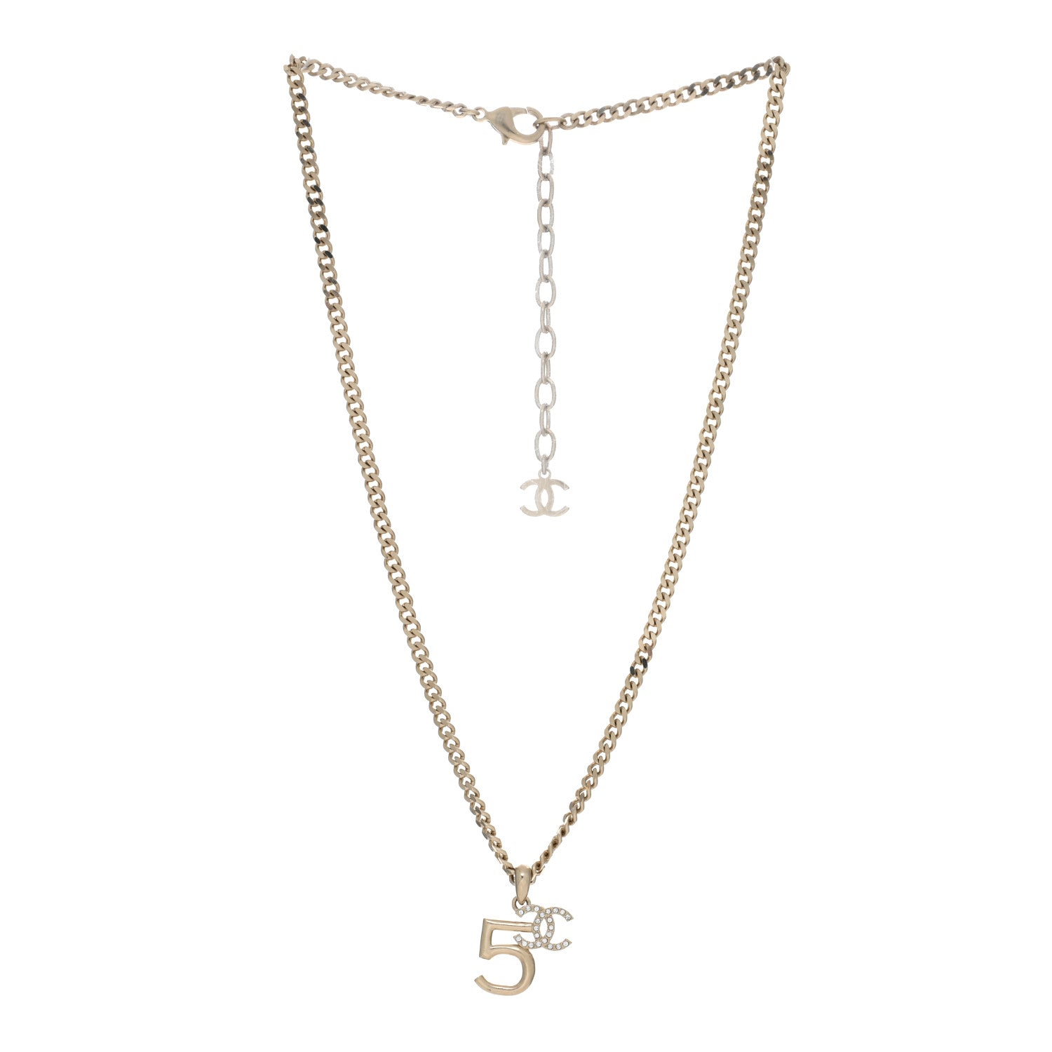Chanel Crystal CC No.5 Necklace Gold 2 of 4