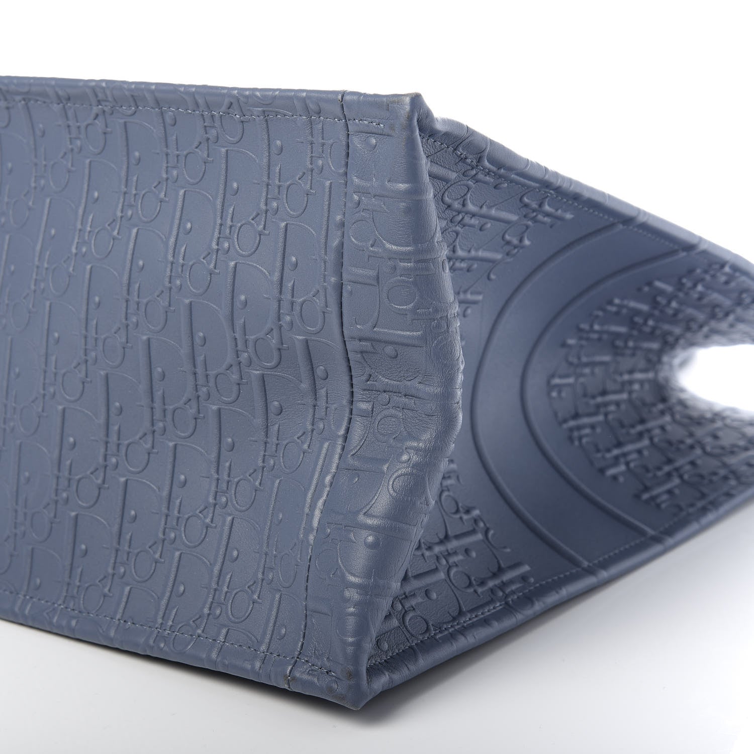 Christian Dior Oblique Calfskin Embossed Book Tote Denim Blue 7 of 10