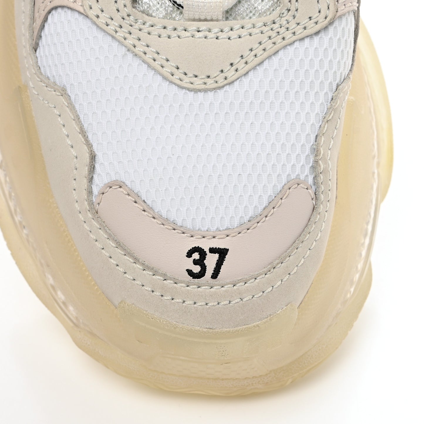 Fabric Mesh Clear Sole Womens Triple S Sneakers 37 White