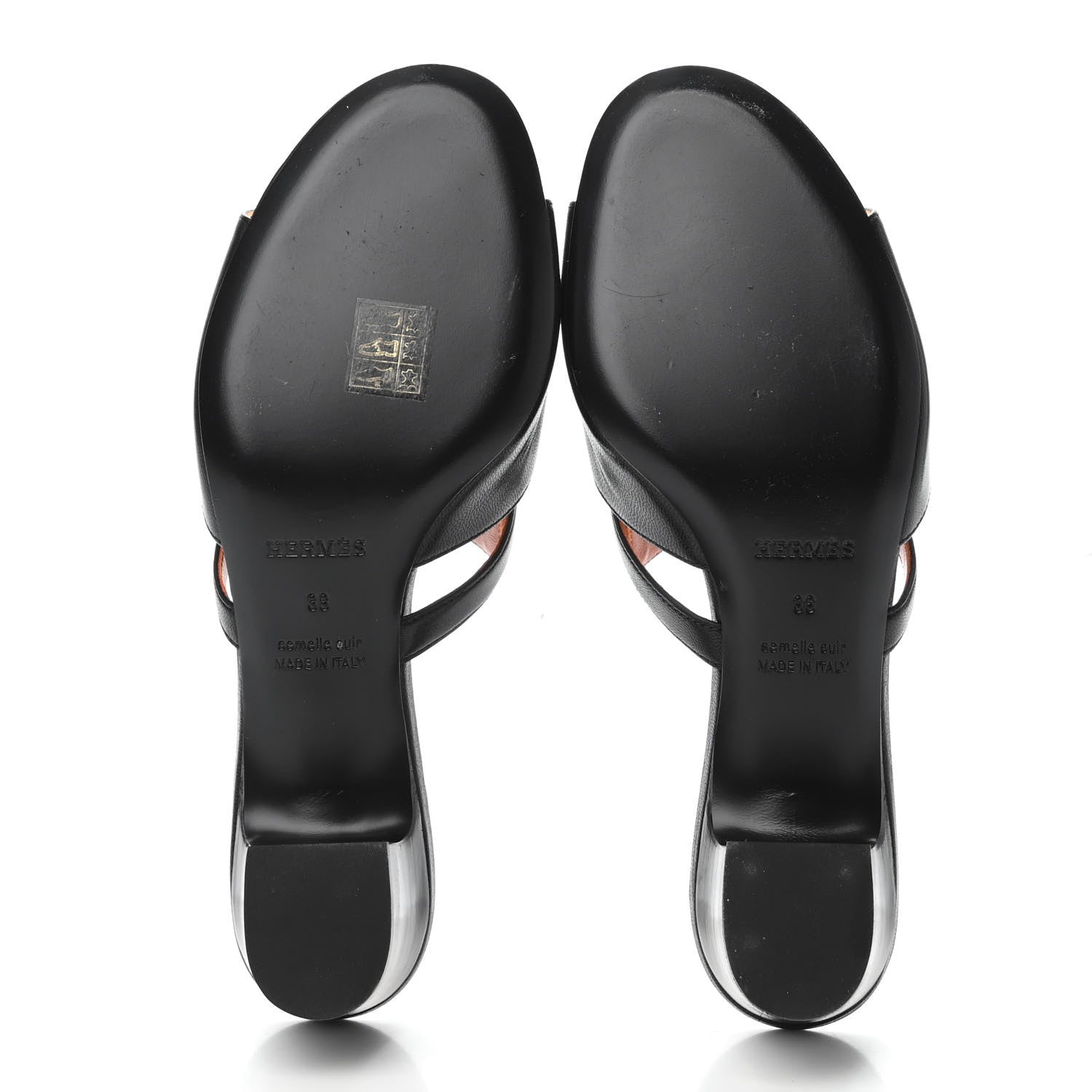 Hermes Goatskin Candy Sandals 38 Black 4 of 4
