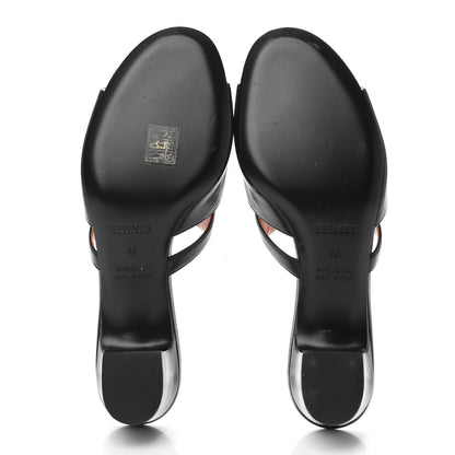 Hermes Goatskin Candy Sandals 38 Black 4 of 4