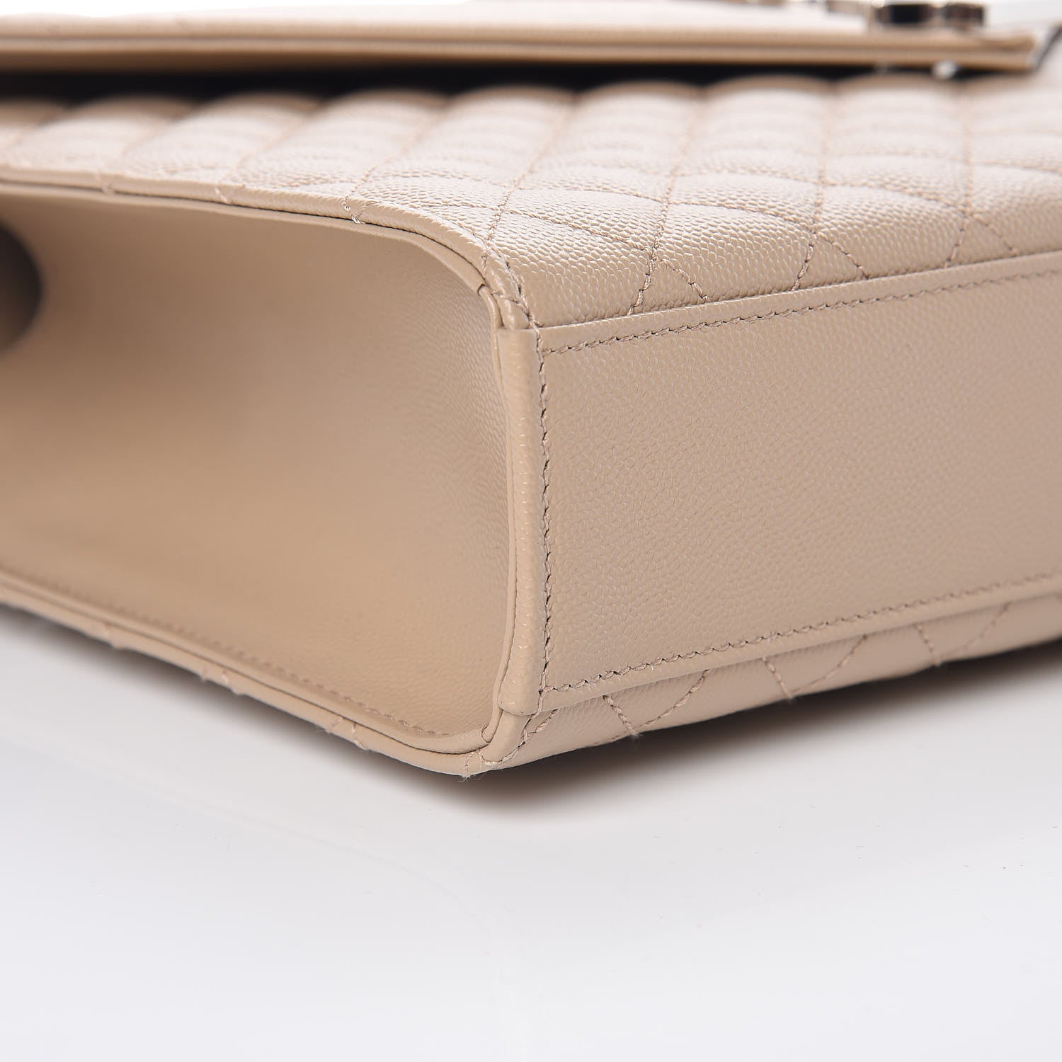 Saint Laurent Grain De Poudre Large Tri-Quilt Monogram Satchel Dark Beige 9 of 10
