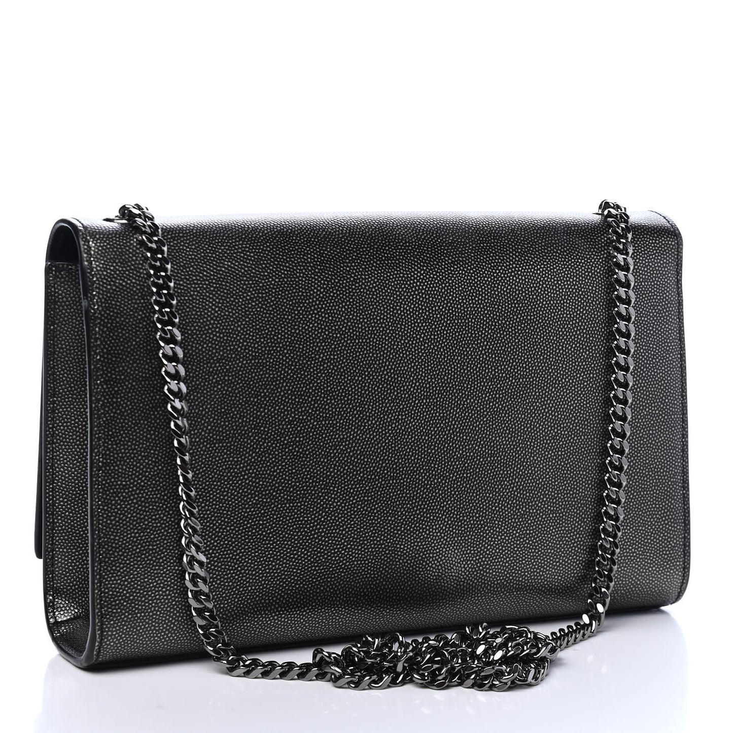 Metallic Grain De Poudre Medium Classic Monogram Kate Satchel Dark Lead