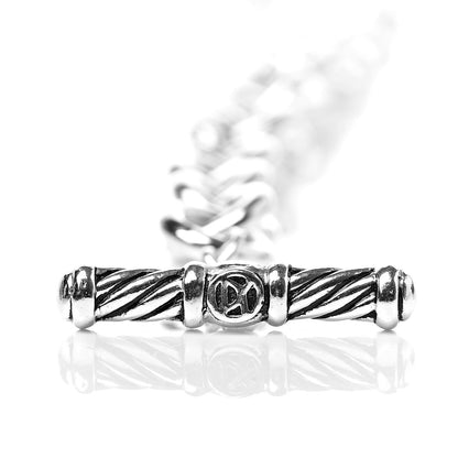 David Yurman Sterling Silver Diamond Cable Heart Charm Bracelet 6 of 6