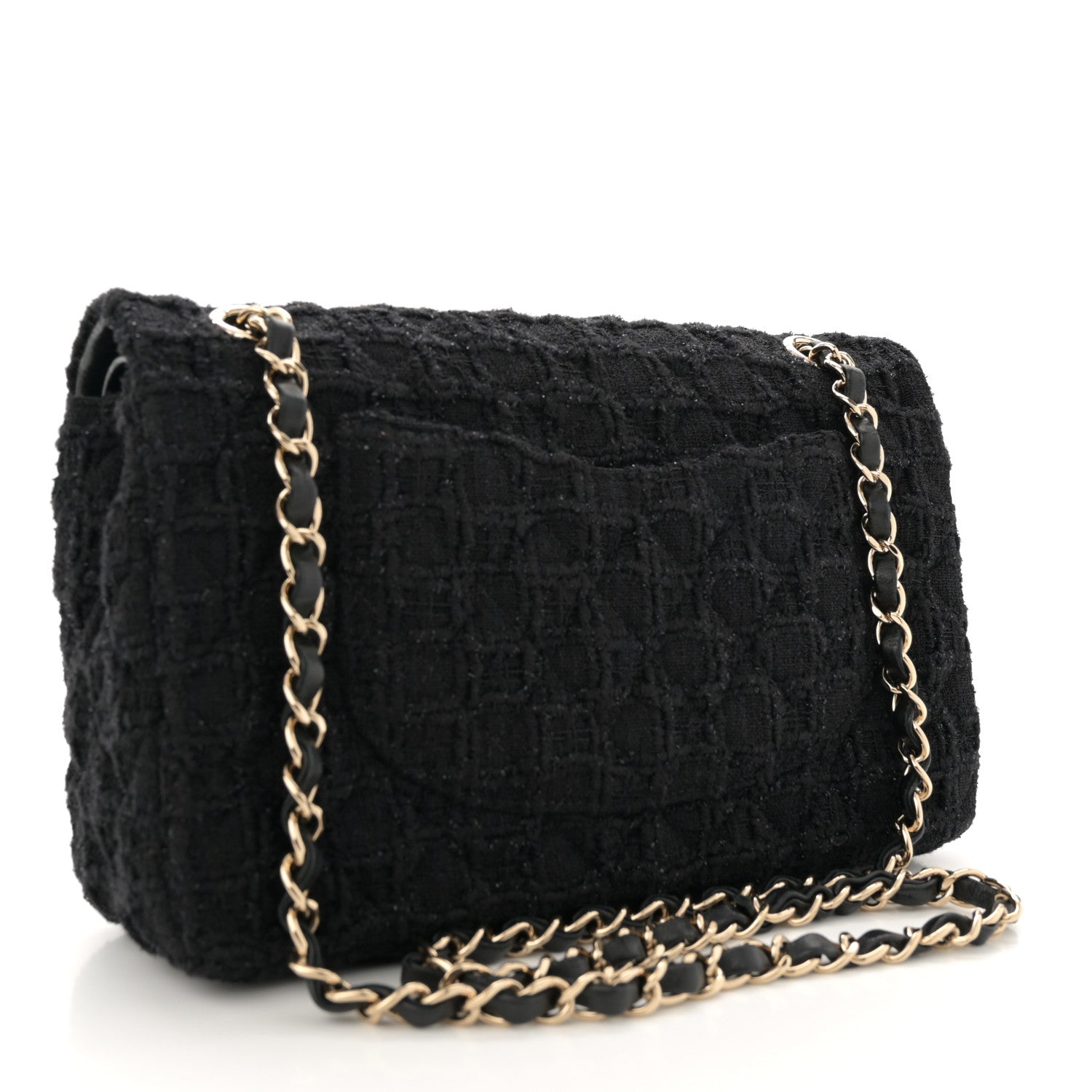 Chanel Tweed Quilted Medium Double Flap Black 3 of 13