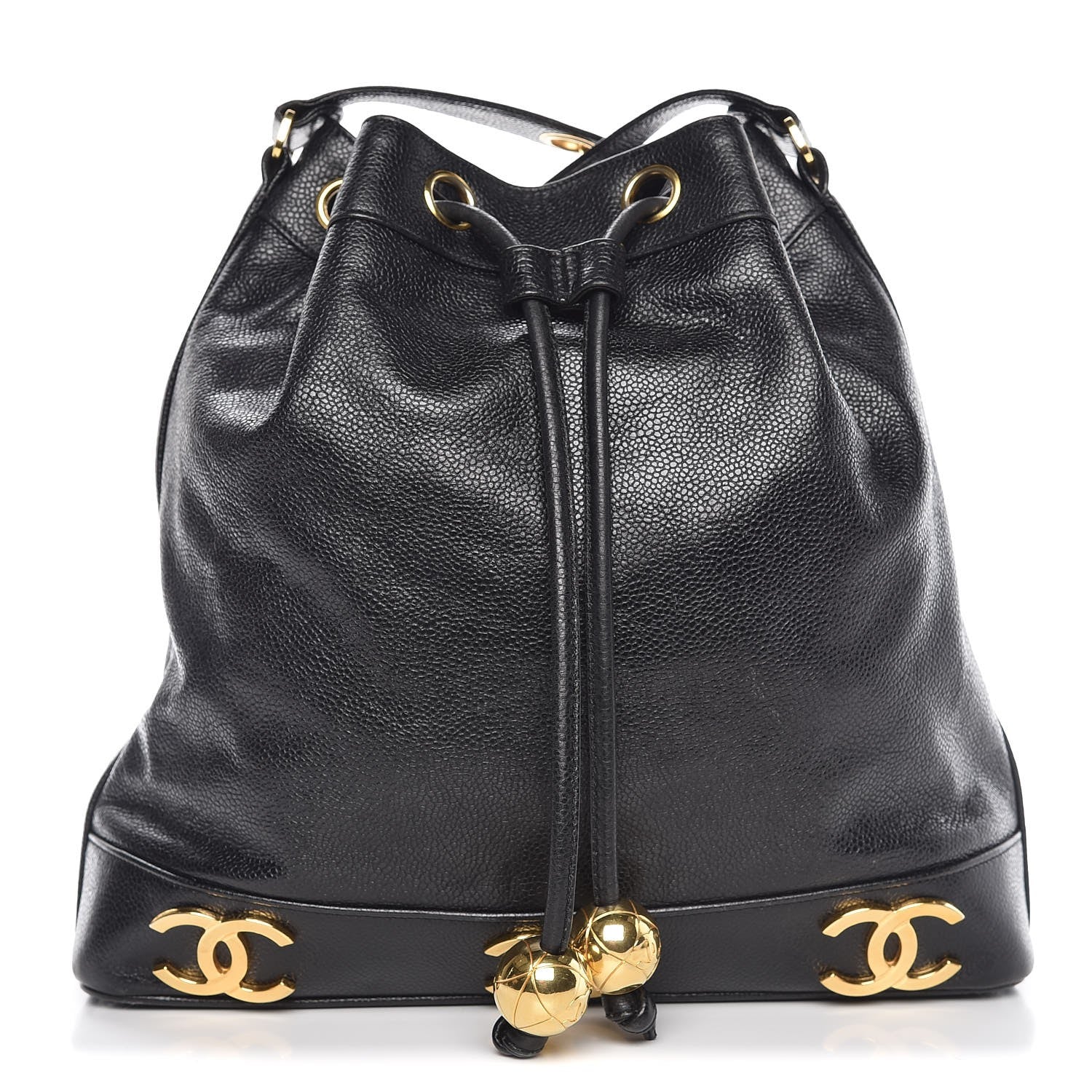 Chanel Caviar CC Drawstring Shoulder Bag Black 1 of 10