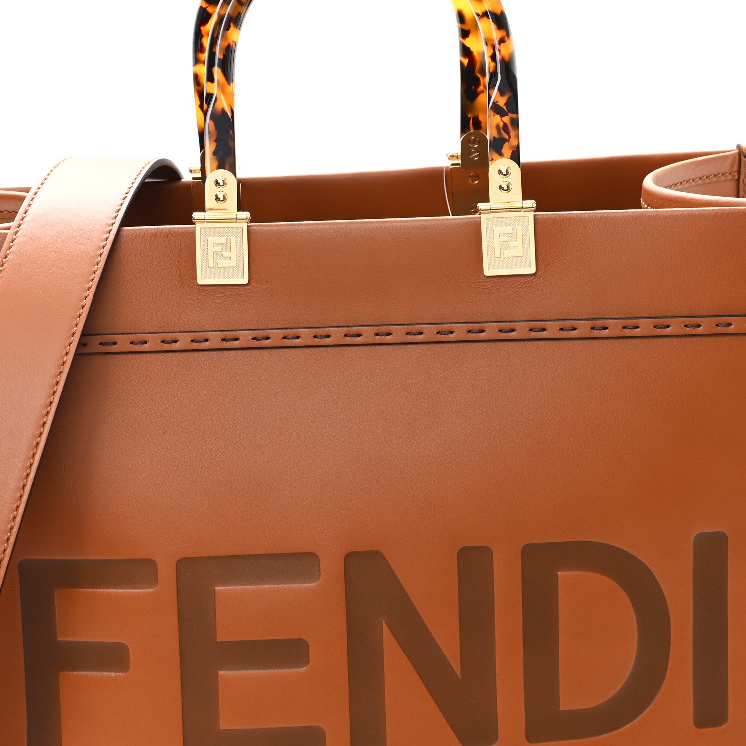 Fendi Vitello King Plexiglass Medium Fendi Sunshine Shopper Tote Cuoio 7 of 9