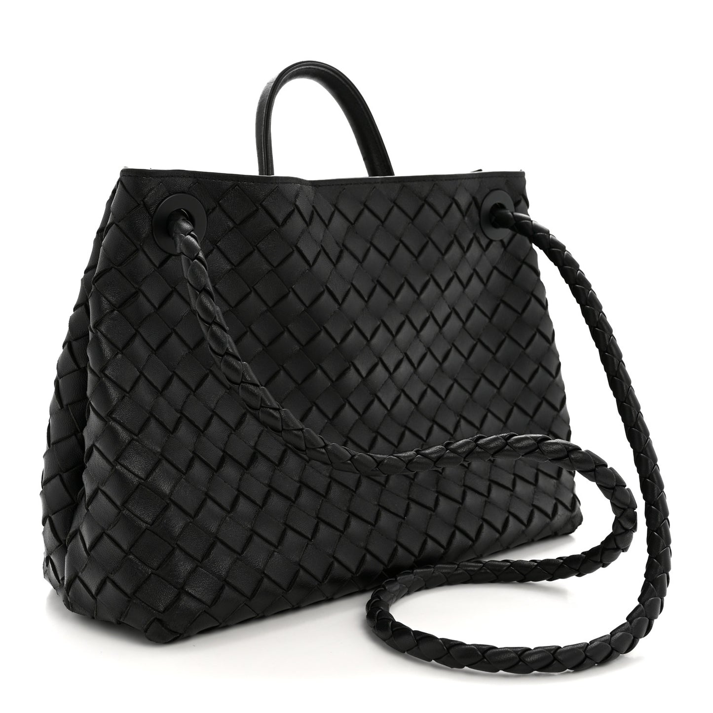 Nappa Intrecciato Medium Andiamo Shoulder Bag Black