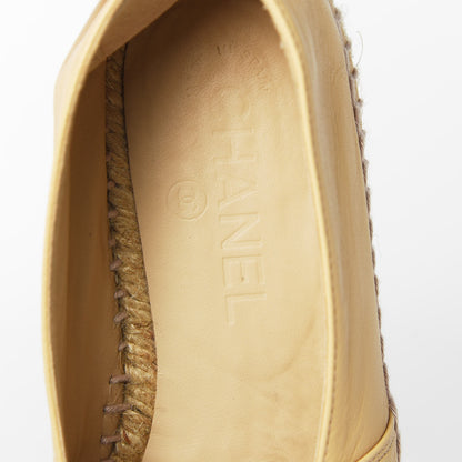 Chanel Lambskin CC Espadrilles 37 Beige Black 8 of 11