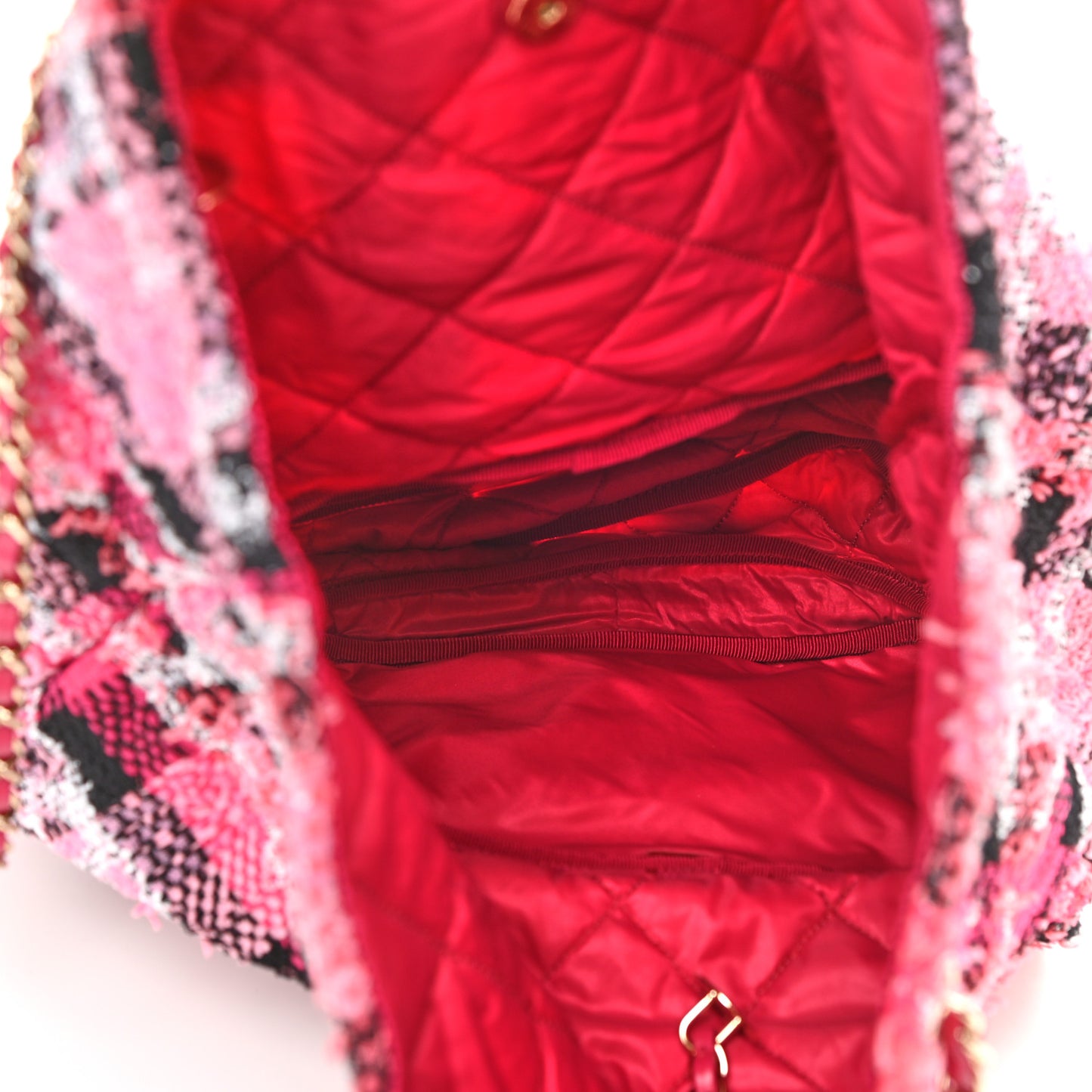 Tweed Large Tote Flap Pink Black
