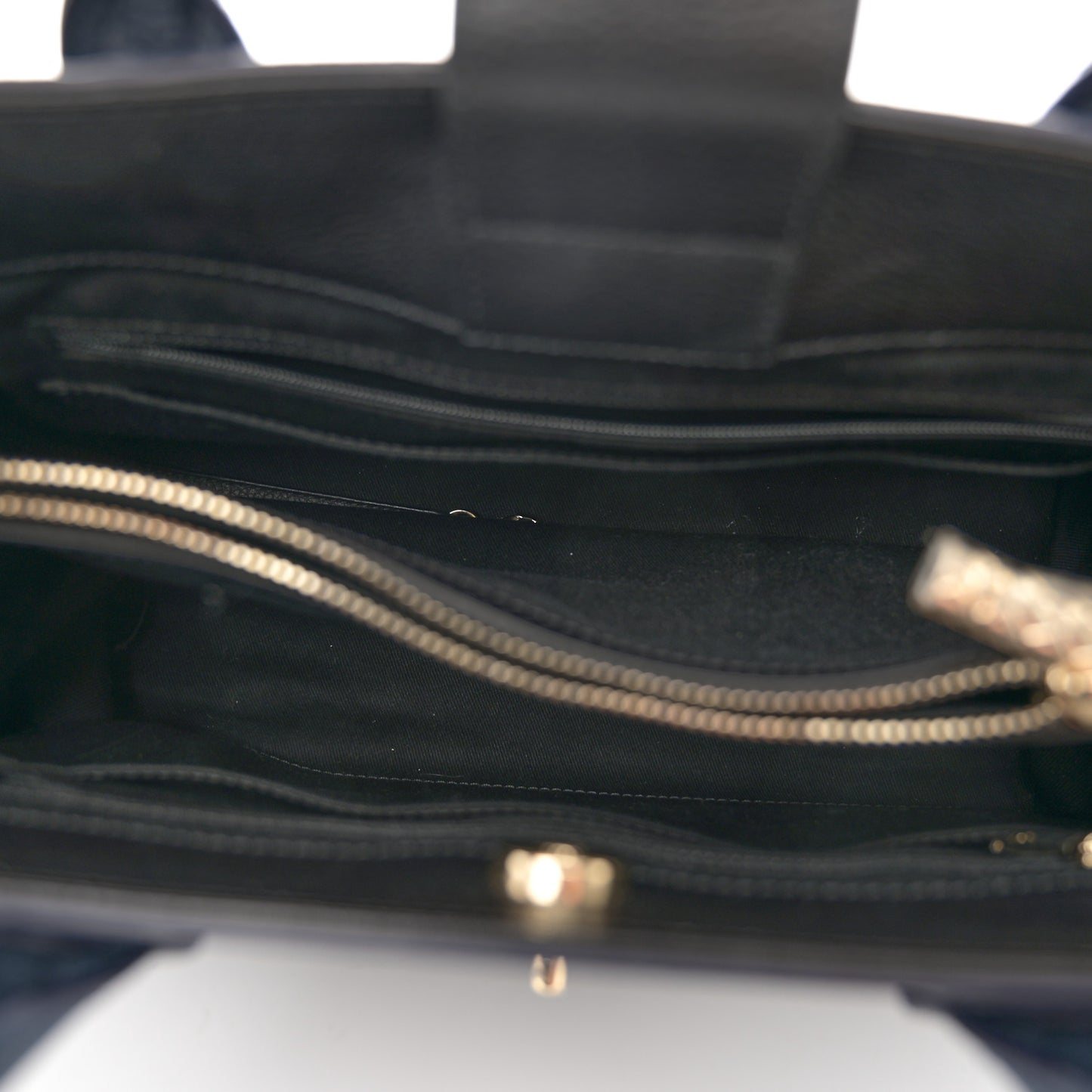 Grained Calfskin Neo Executive Shopper Tote Dark Blue Black
