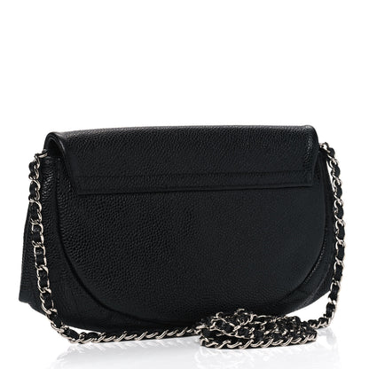 Chanel Caviar Half Moon Wallet On Chain WOC Black 2 of 7