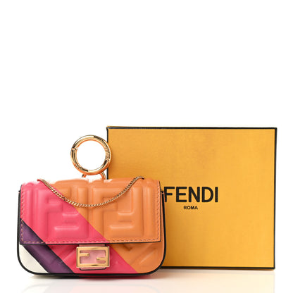 Fendi Nappa FF Embossed Line Print Nano Baguette Charm White Multicolor 11 of 11