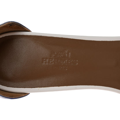 Hermes Box Calfskin Manege Sandals 38.5 Multicolor Blue Maritime 7 of 20