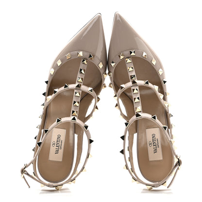 Valentino Garavani Patent Nappa Rockstud Ankle Strap 100mm Pumps 40 Poudre 2 of 10