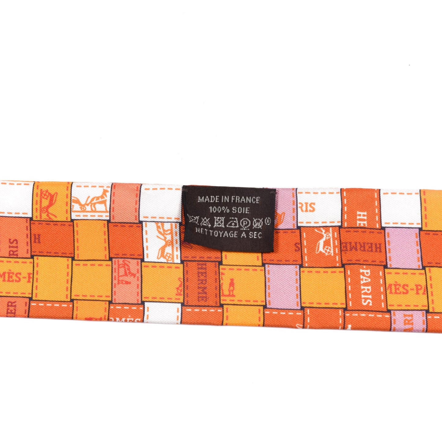 Silk Bolduc Au Carre Twilly Orange Blanc Vieux