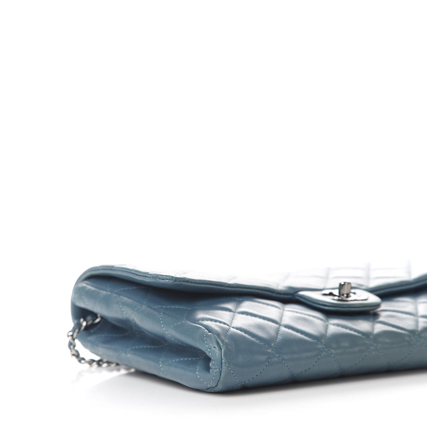 Lambskin Quilted Clutch With Chain Flap Turquoise