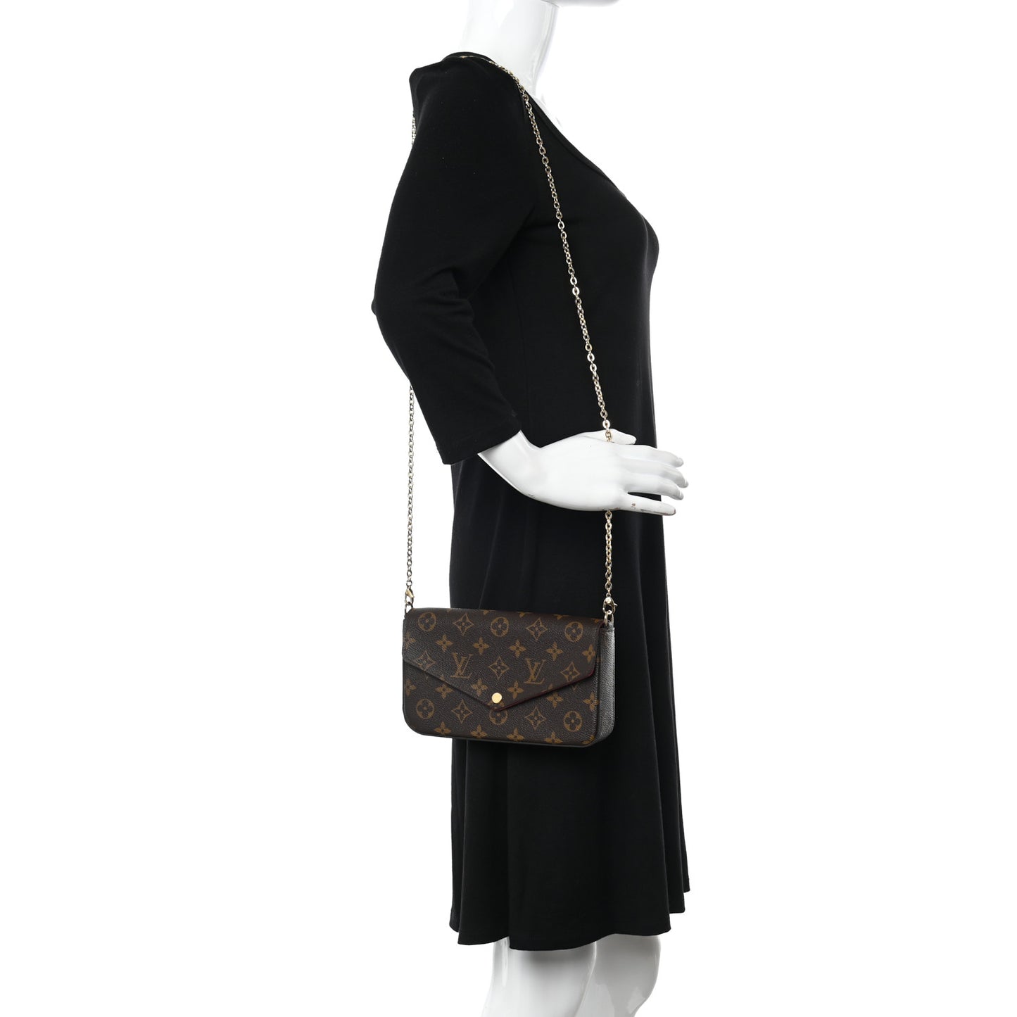 Monogram Pochette Felicie Chain Wallet Fuchsia