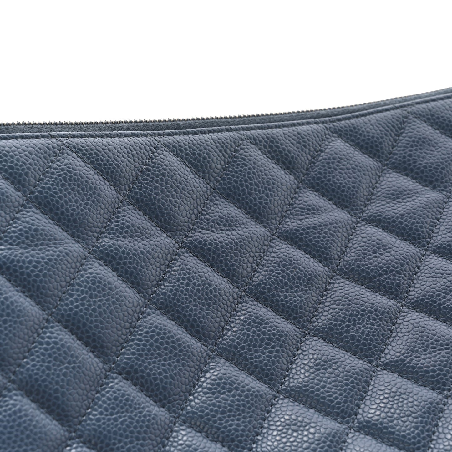 Caviar Quilted Large Cosmetic Case Dark Blue