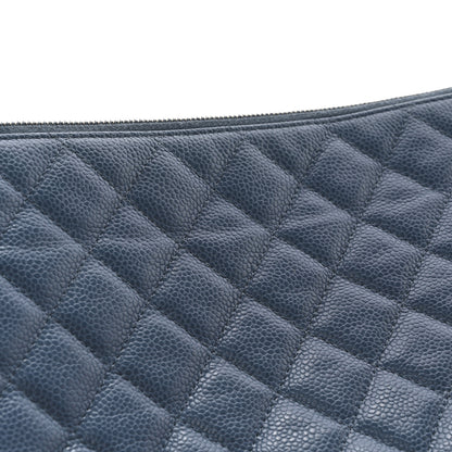Chanel Caviar Quilted Large Cosmetic Case Dark Blue 10 of 10