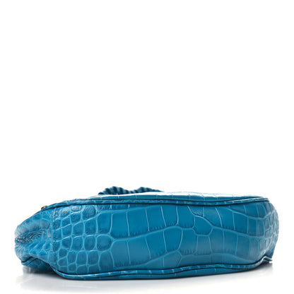 Balenciaga Extra Supple Calfskin Crocodile Embossed Le Cagole Shoulder Bag XS Turquoise 5 of 11