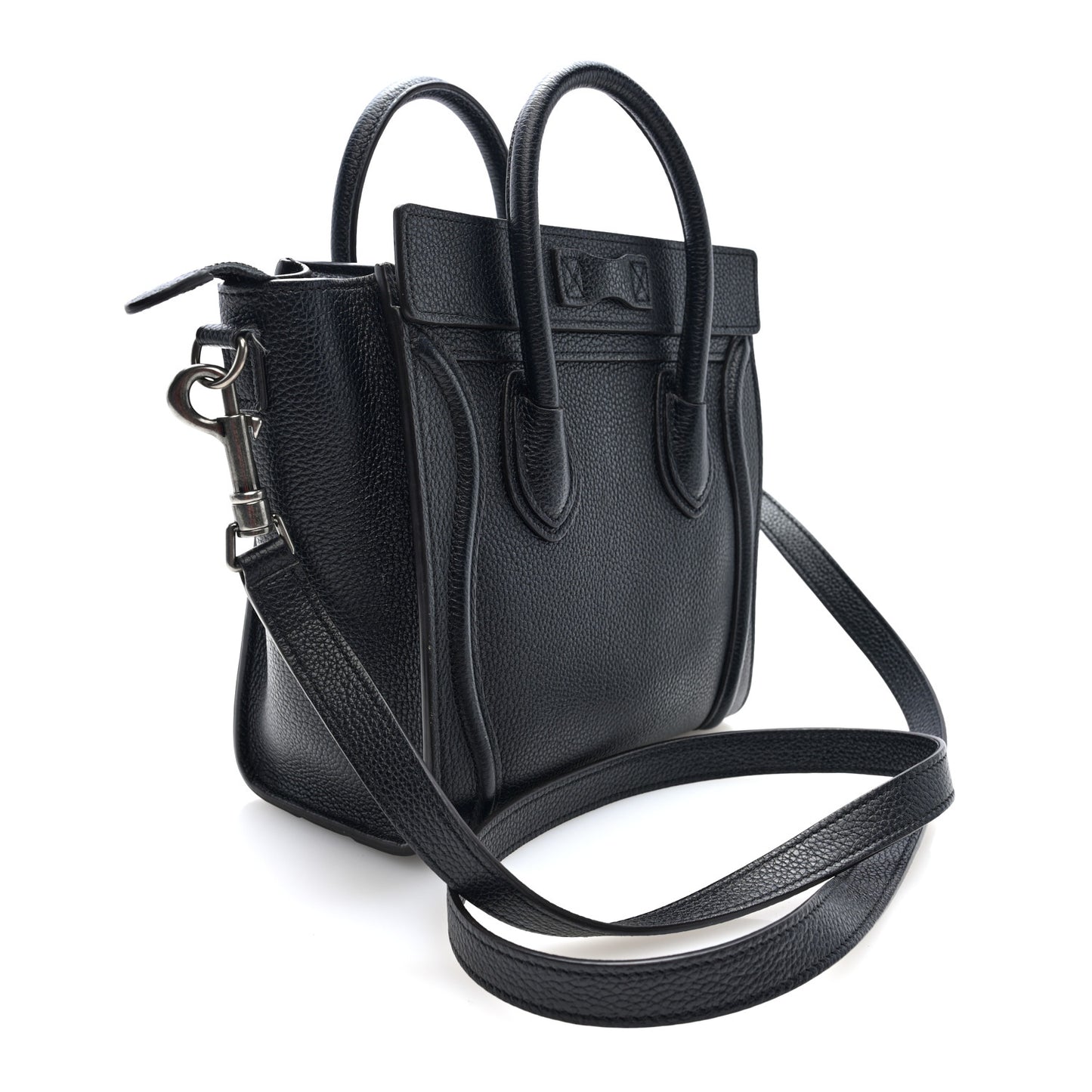 Drummed Calfskin Nano Luggage Black