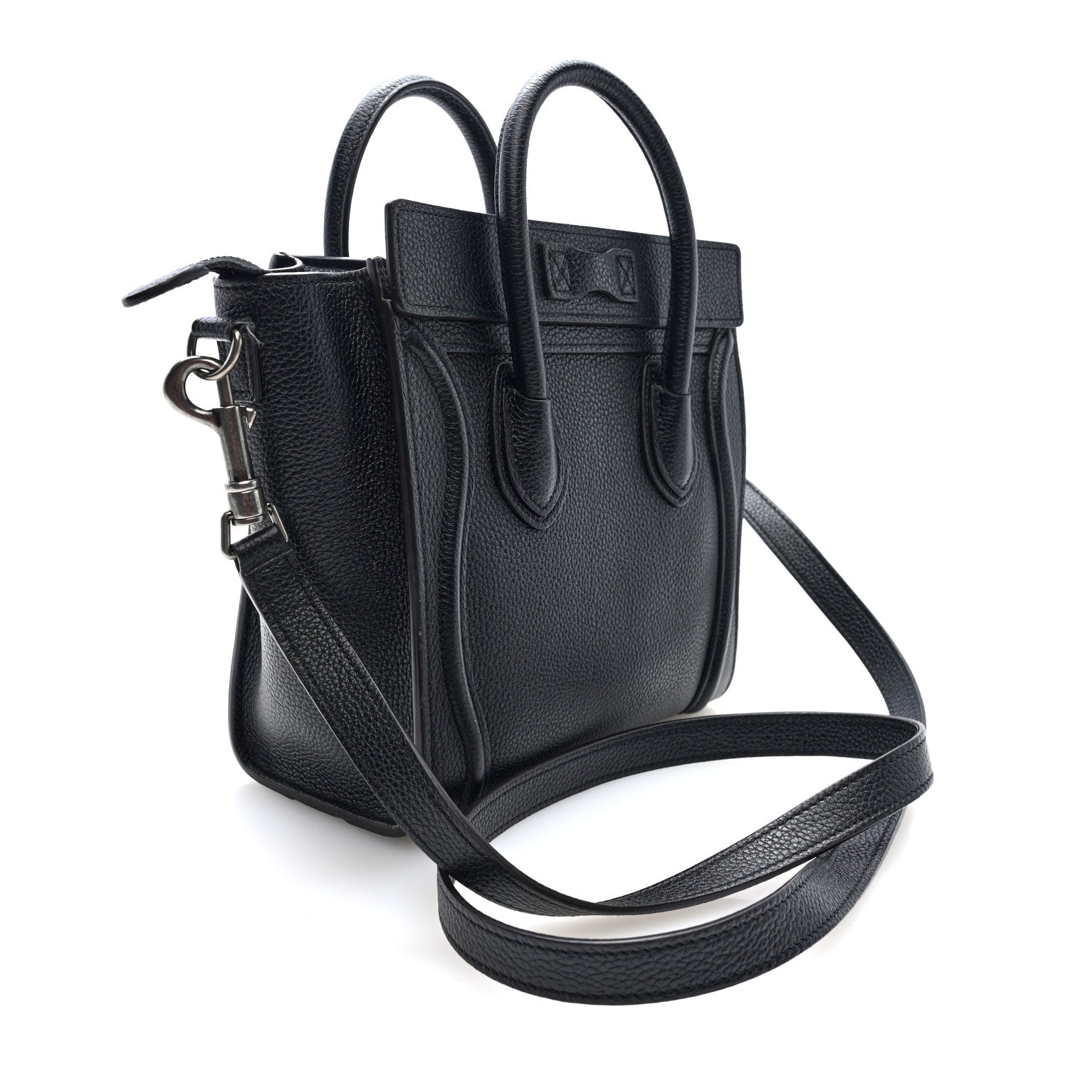 Celine Drummed Calfskin Nano Luggage Black 3 of 10