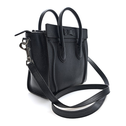 Celine Drummed Calfskin Nano Luggage Black 3 of 10