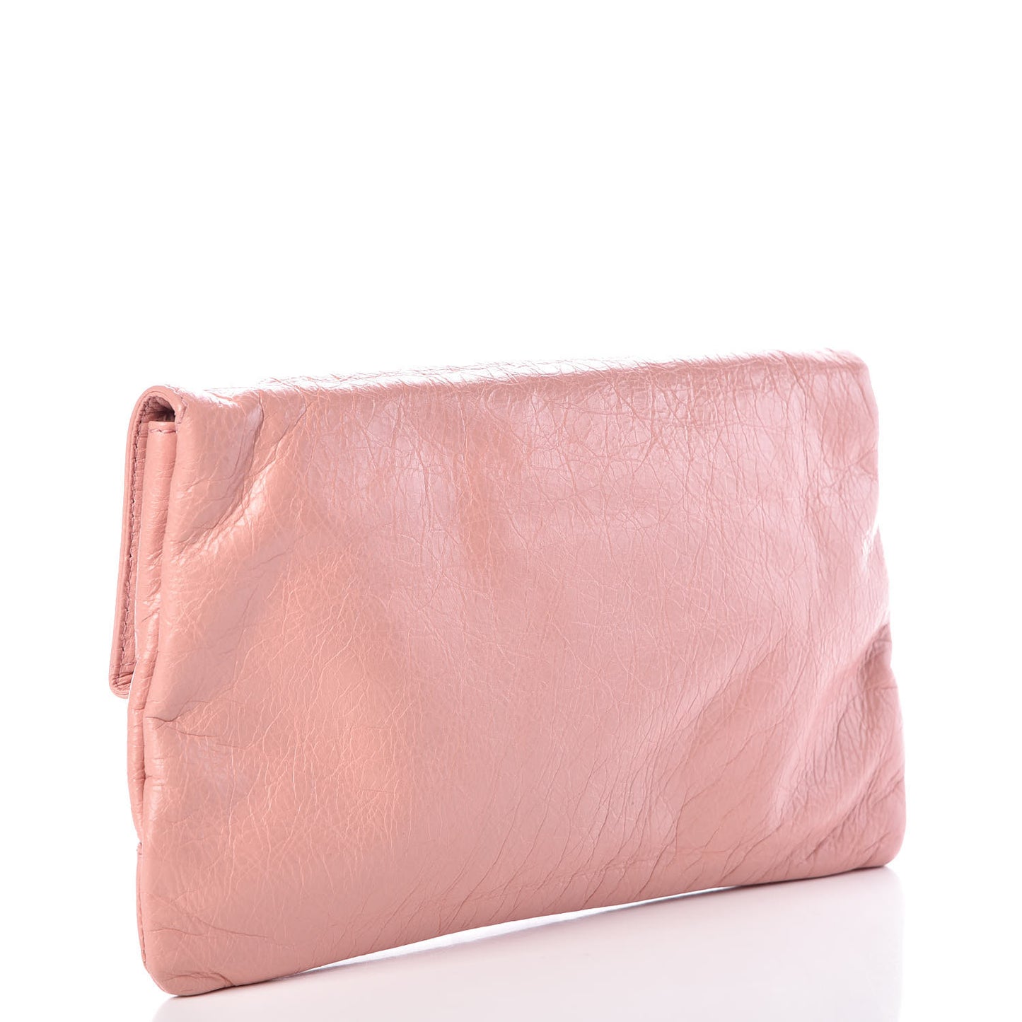 Agneau Giant 12 Silver Hardware Envelope Clutch Rose Peche