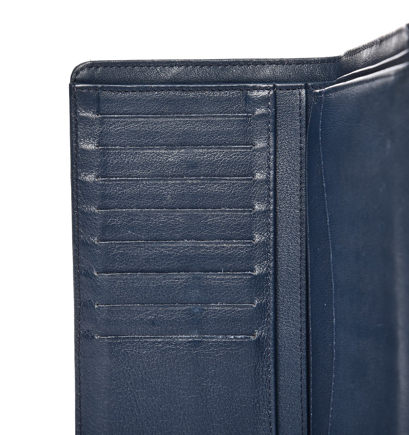Patent Quilted Yen Wallet Dark Blue