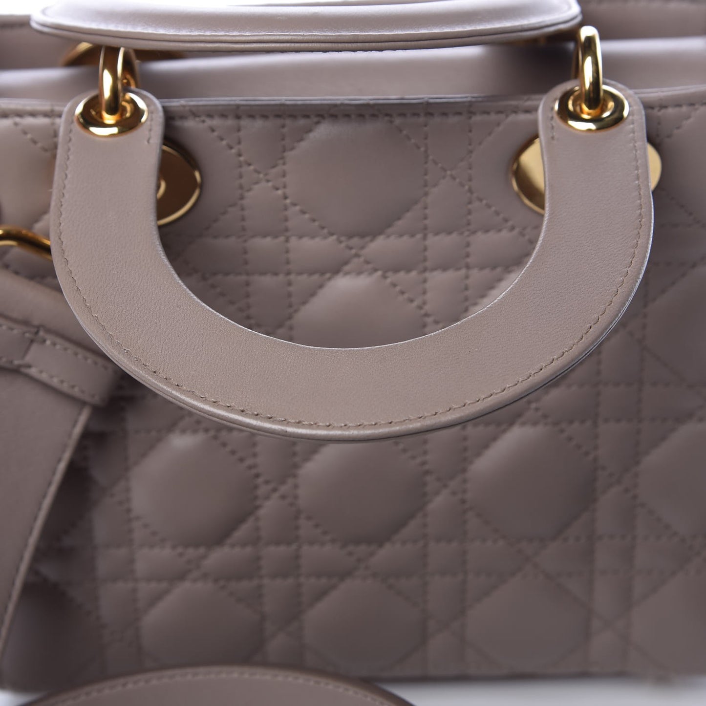 Lambskin Cannage Small Jeweled Swan Lady Dior Taupe
