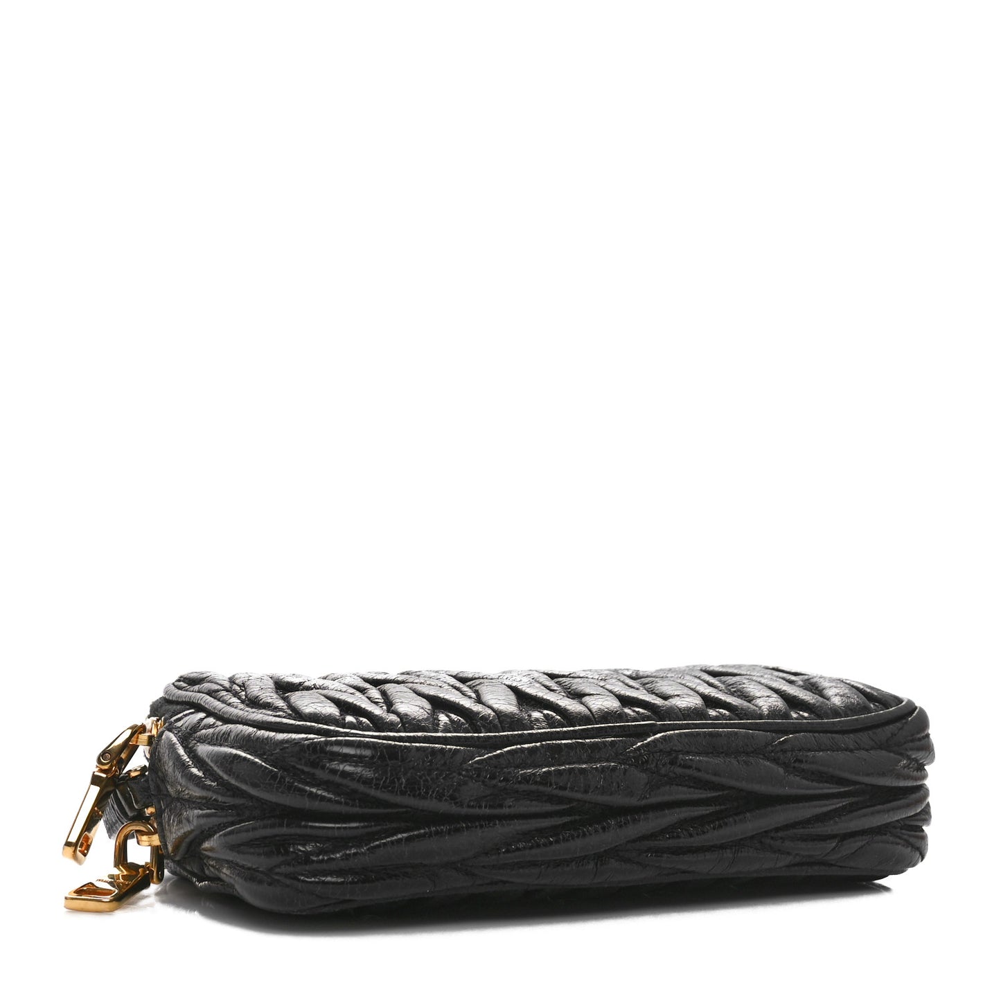 Nappa Matelasse Double Zip Pochette Clutch Black