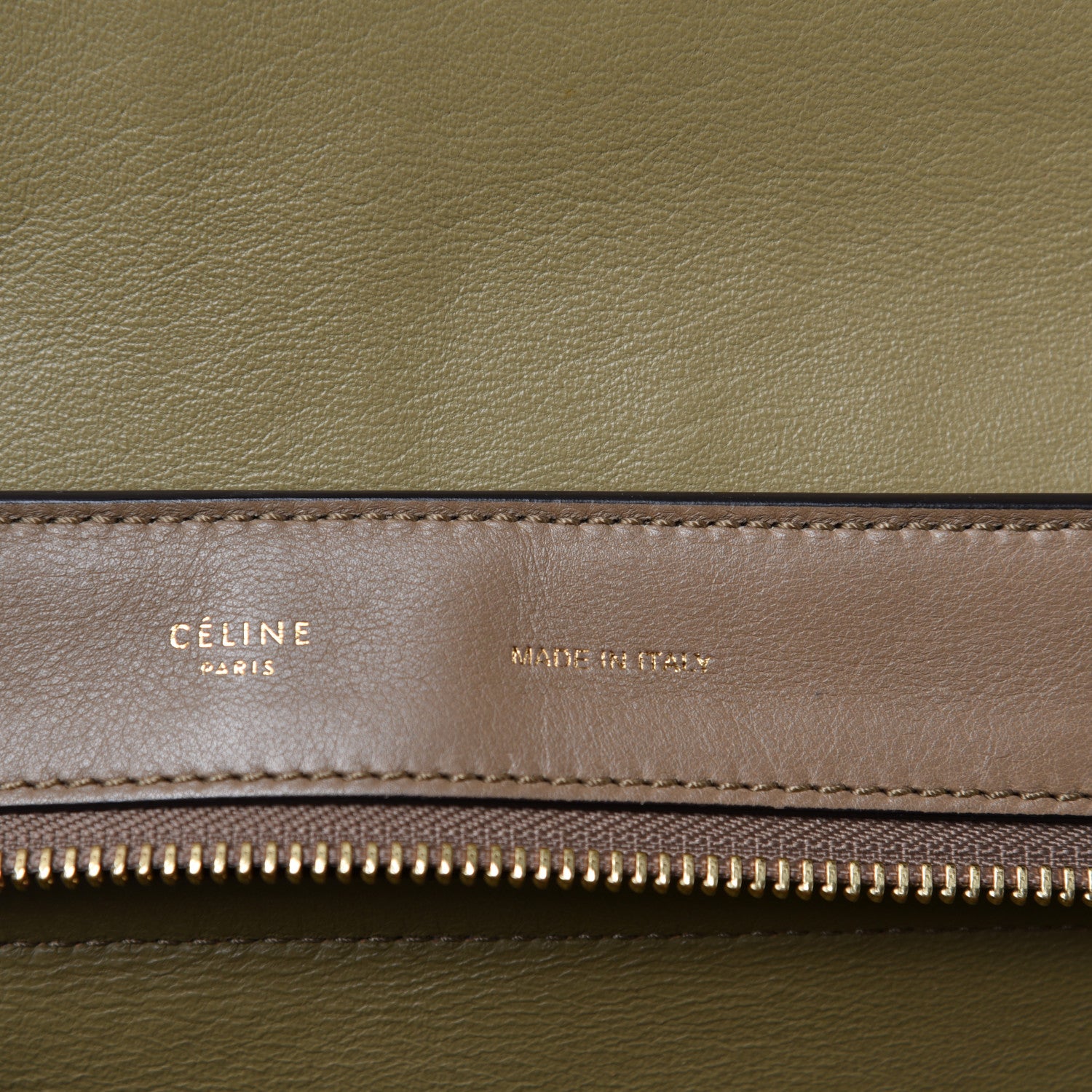 Celine Smooth Calfskin Suede Medium Tri-Color Trapeze Olive 14 of 16