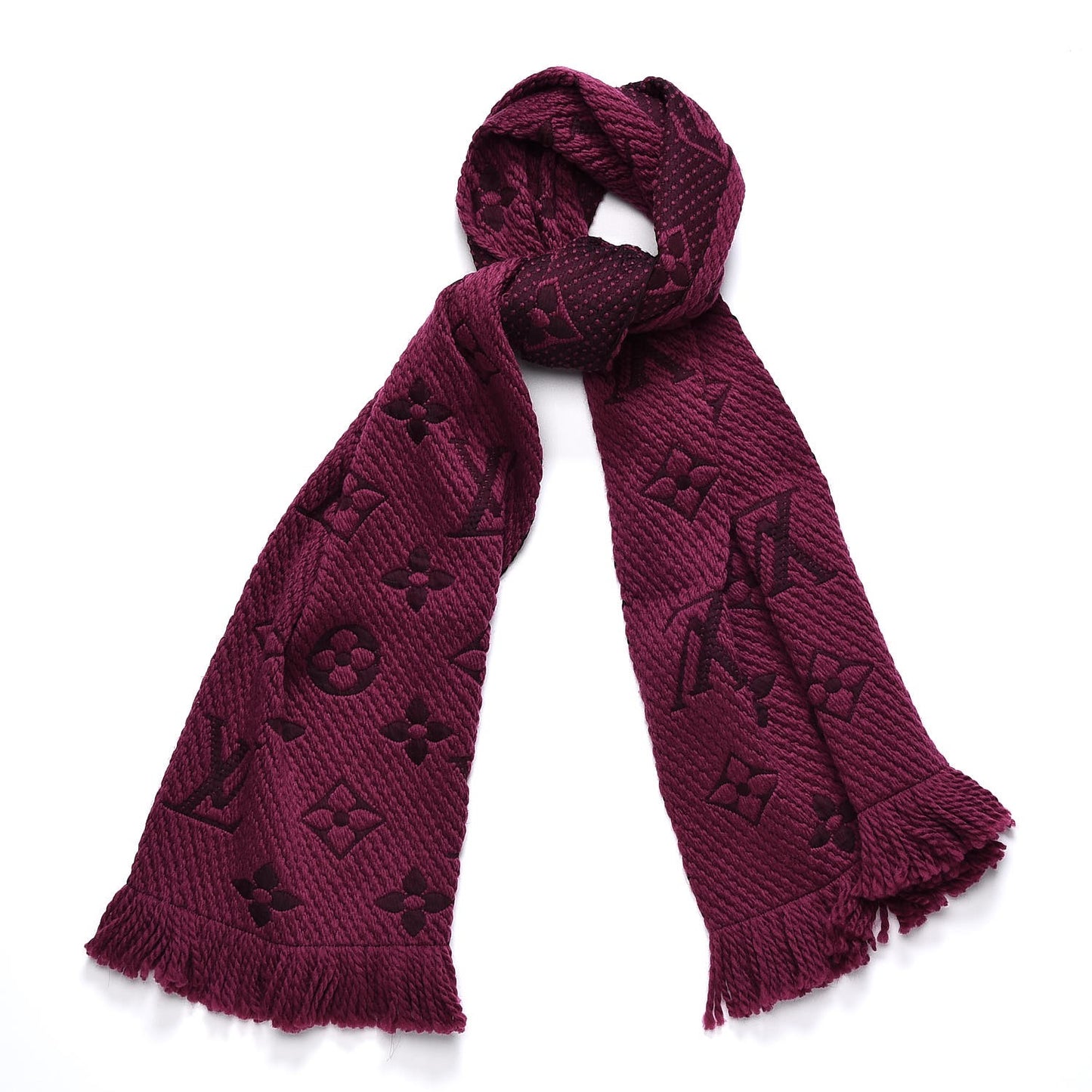 Wool Silk Logomania Scarf Cherry