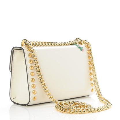 Gucci Calfskin Floral Embroidered Small Padlock Shoulder Bag White 4 of 18