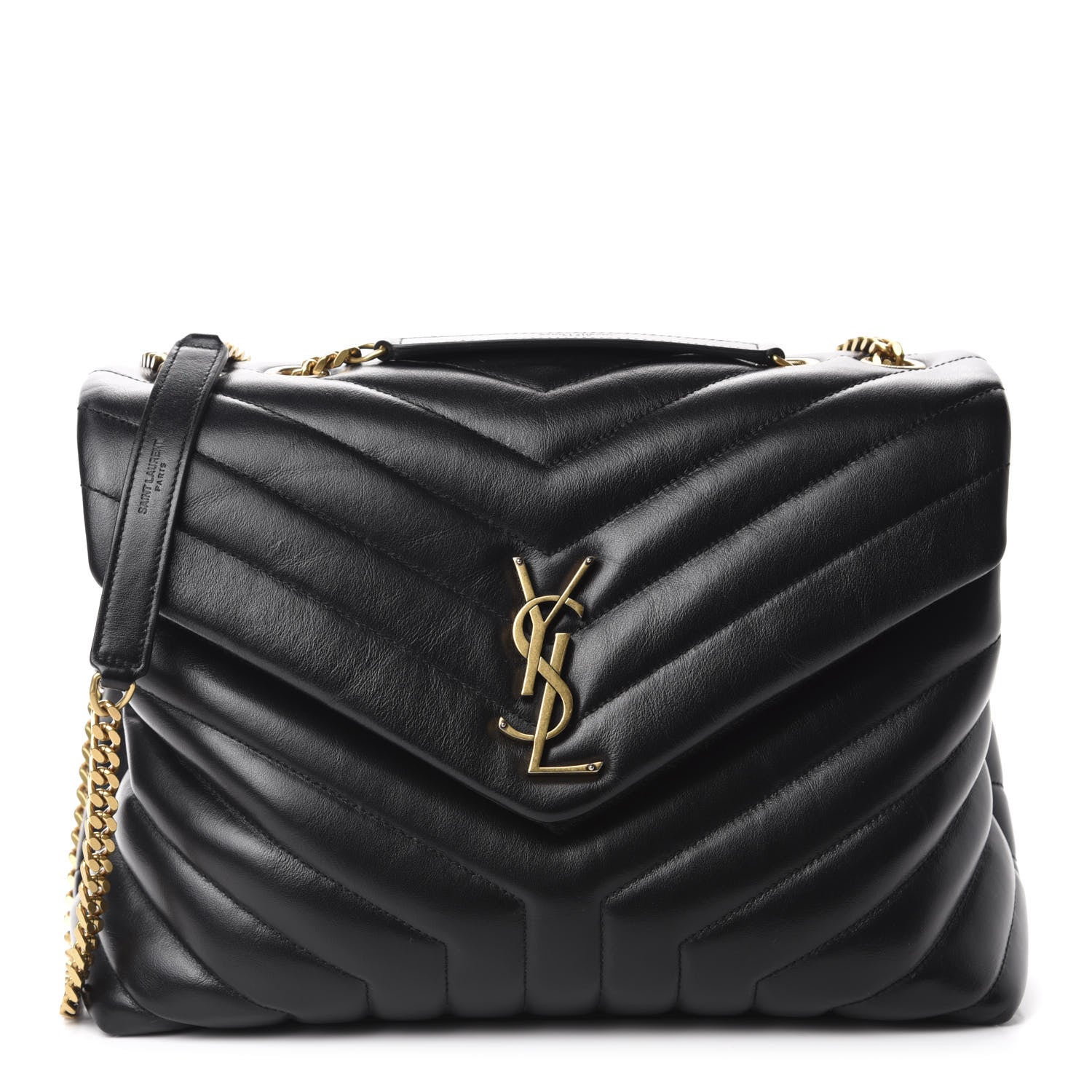 Saint Laurent Calfskin Y Quilted Monogram Medium Loulou Chain Satchel Black 1 of 11